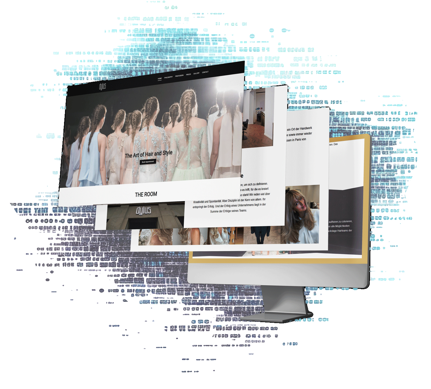 Mockup der Dylus WordPress-Website – Webdesign für Friseursalon in Frankfurt