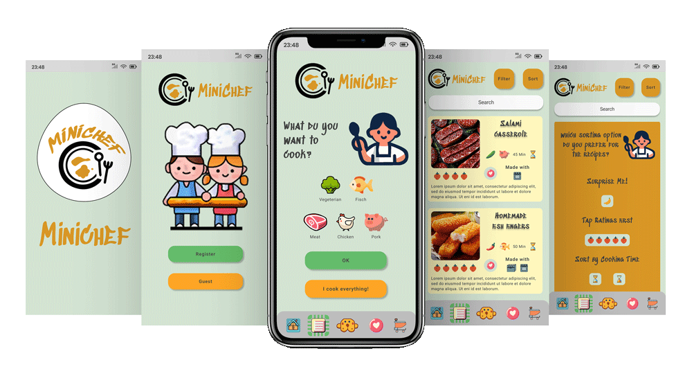 Minichef UX/UI Design Screens