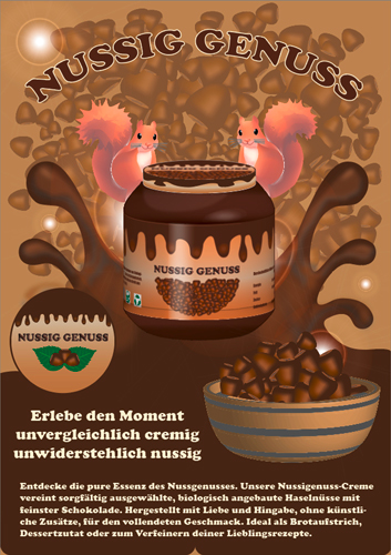 Werbeposter für Nusscreme mit Schokolade – Plakatdesign für Food-Marken