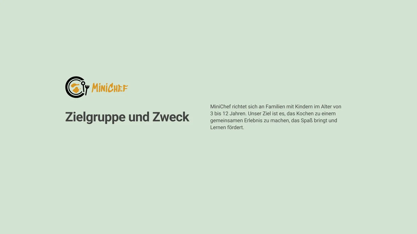Presentation von kochen mit Kindern App Seite 1