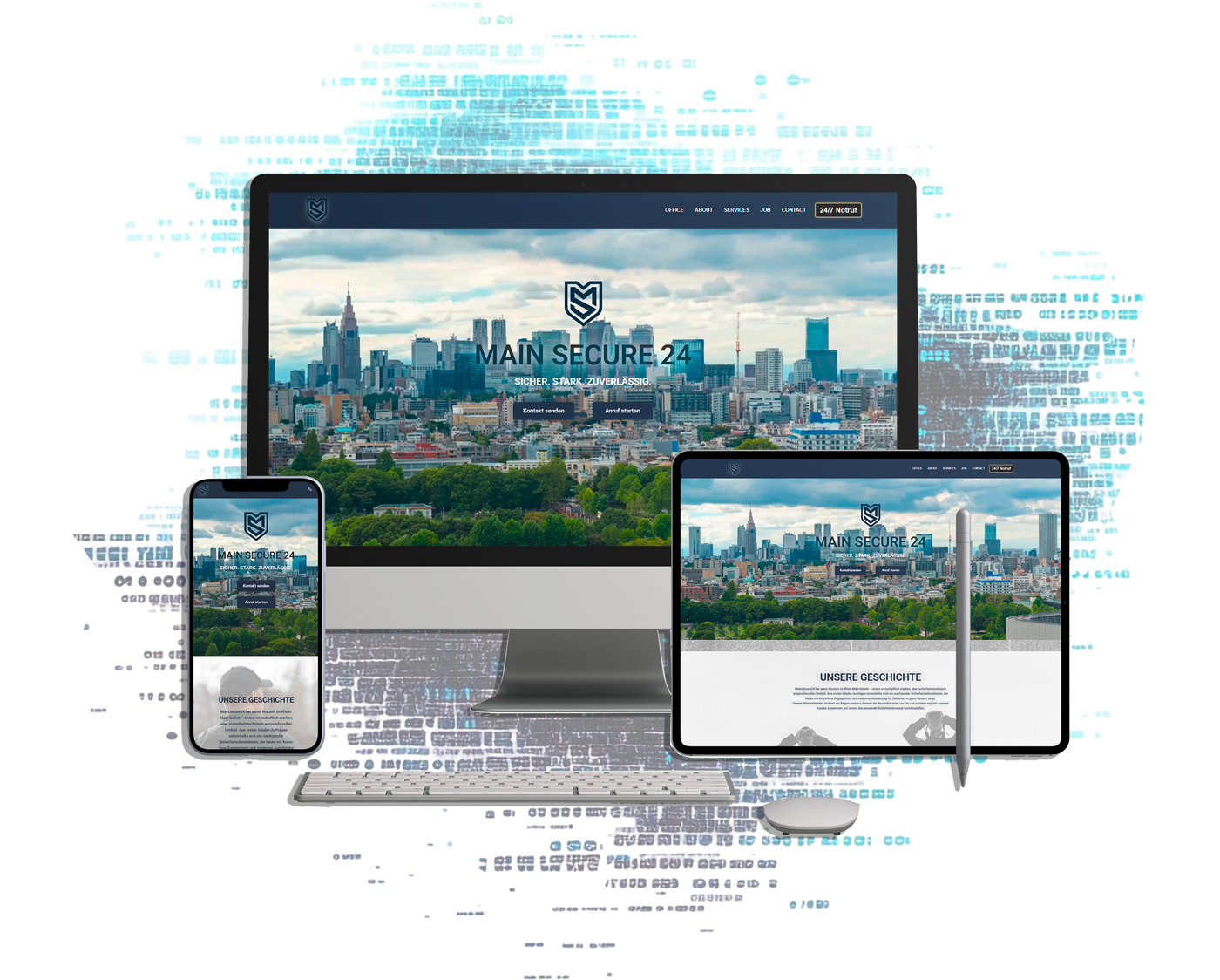 Mockup der MainSecure24 WordPress-Website – Webdesign für Sicherheitsunternehmen im Rhein-Main-Gebiet